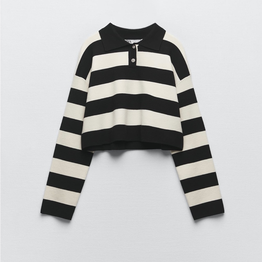 Zara striped crop knit sweater small nwt
